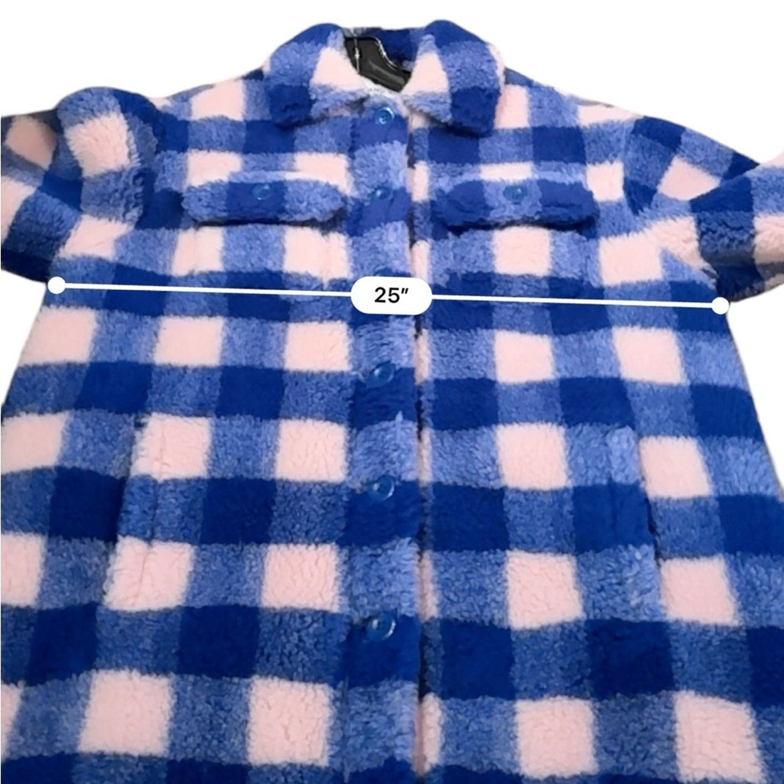 STAND STUDIO Stand Studio Sabi Oversized Blue & Pink Plaid Shacket Jacket Size XXS / US 00 / IT 34 - 8 Thumbnail