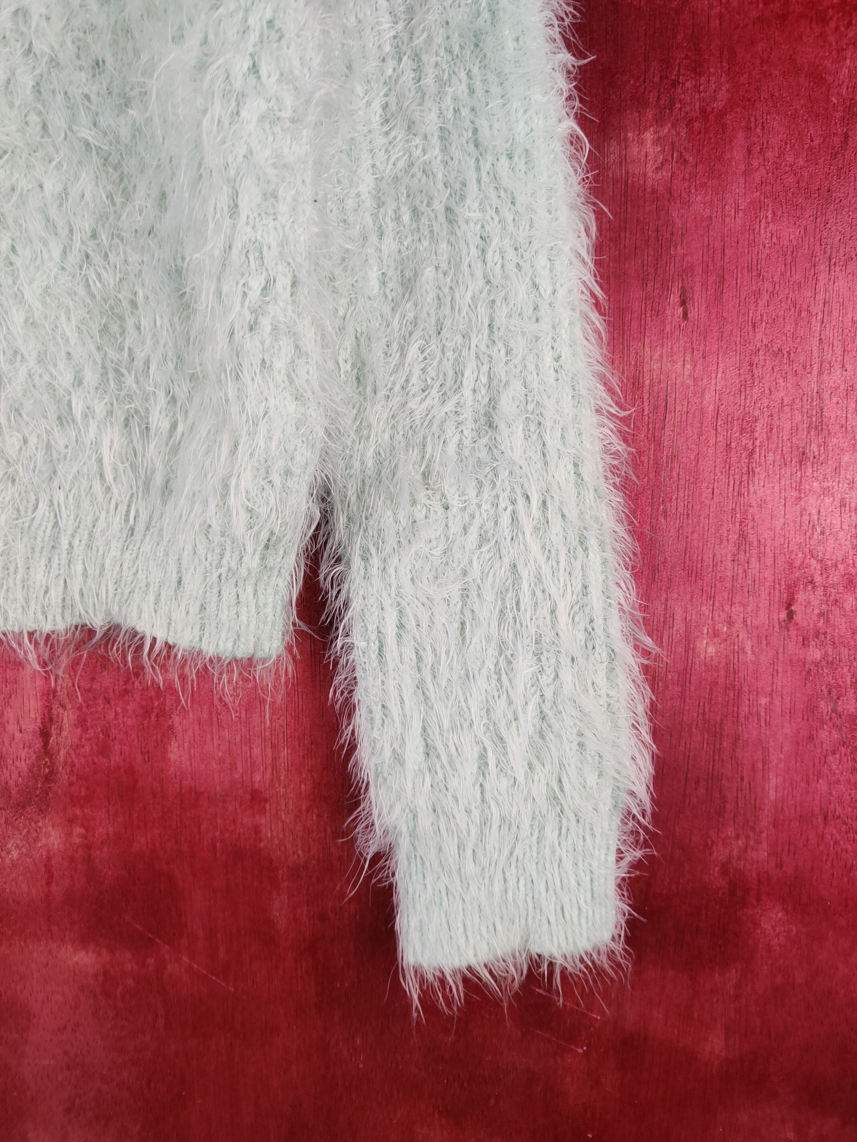 Homespun Knitwear Ingni Mint Green Shag Shaggy Fur Mohair Knitwear #S2107 Size S / US 4 / IT 40 - 7 Thumbnail