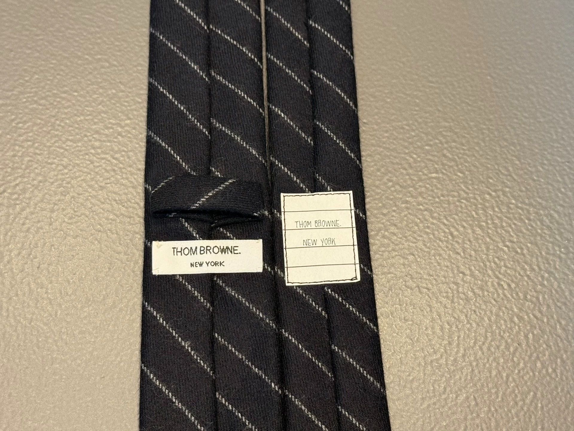 Thom Browne Thom Browne Rare Black Striped Wool Tie Size ONE SIZE - 3 Thumbnail