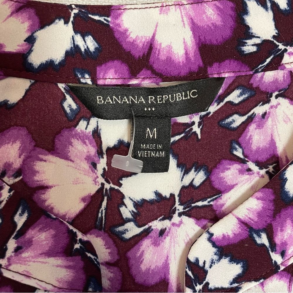 Banana Republic New Banana Republic Floral Purple Long Sleeve Top Tunic Siz Size M / US 6-8 / IT 42-44 - 7 Thumbnail