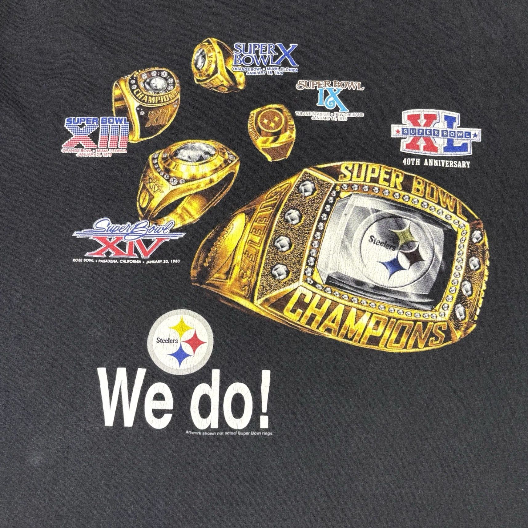 NFL VINTAGE NFL Steelers T-Shirt XL Black Crew Neck Short Sleeve Cotton Men Sports Championship 90s Fans Mens Size US L / EU 52-54 / 3 - 7 Thumbnail