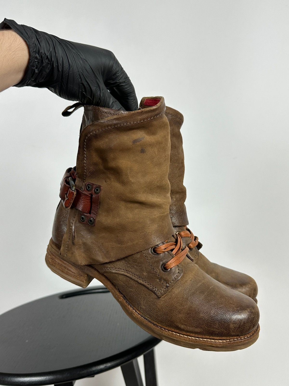 A.S.98 A.S.98. Airstep Brown Leather Biker Ankle Boots Size US 7 / IT 37 - 11 Thumbnail
