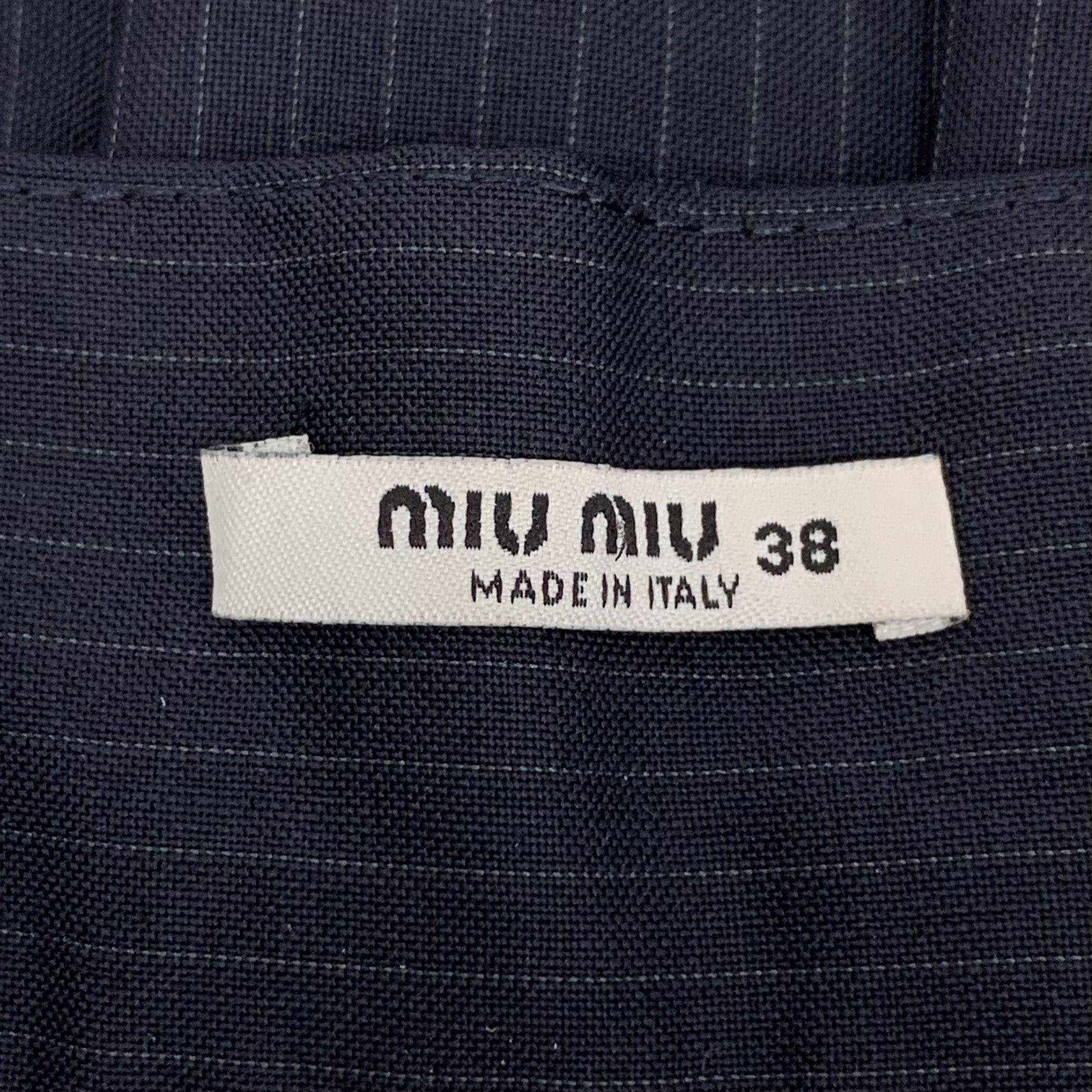 Miu Miu Miu Miu Dark Blue Striped Wool Pleated Skirt (Size S) Size 26" / US 2 / IT 38 - 2 Thumbnail