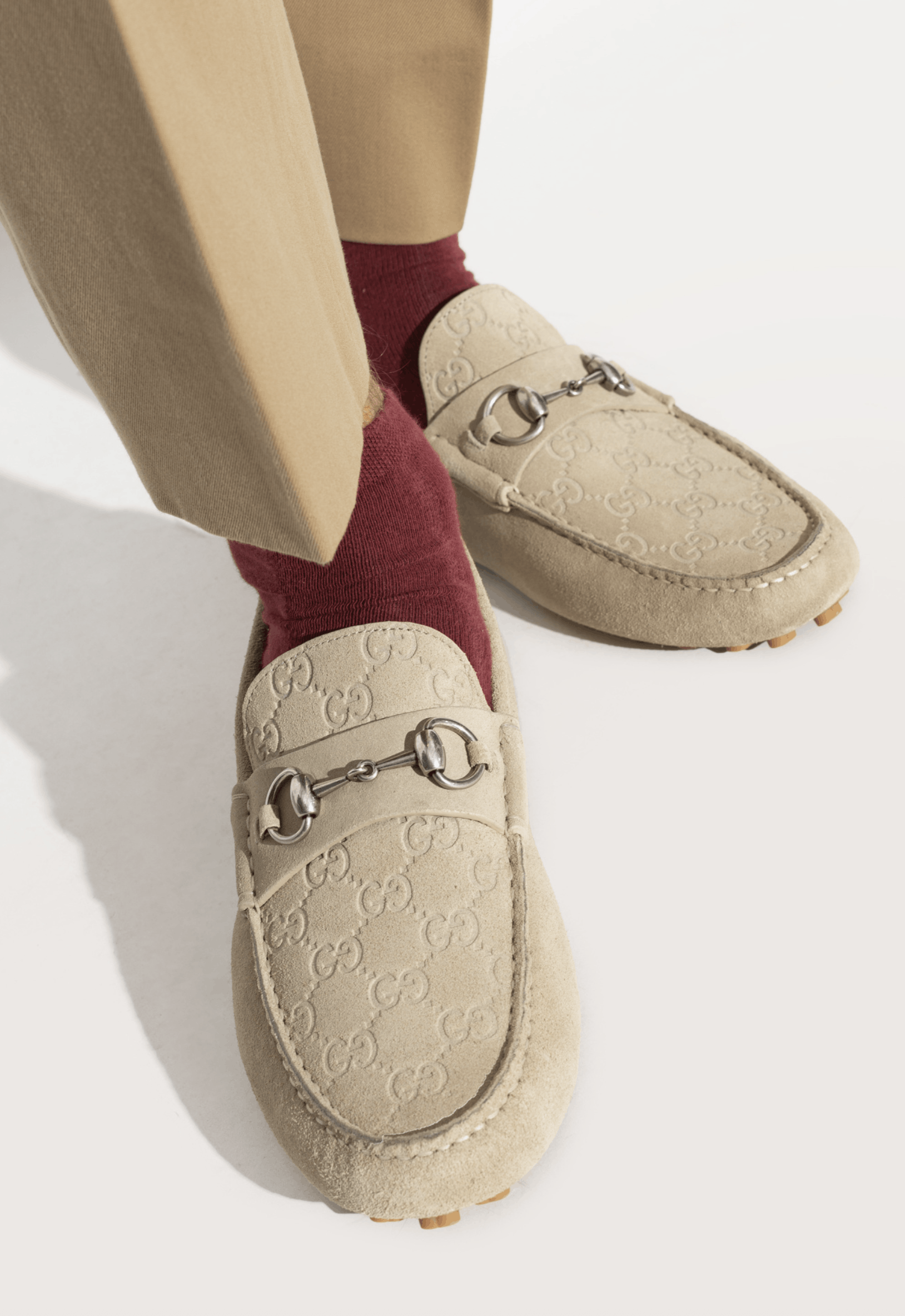 Gucci Gucci Oatmeal Suede Logo Horsebit Driver Loafer G 11 US 12 Size US 12 / EU 45 - 3 Thumbnail