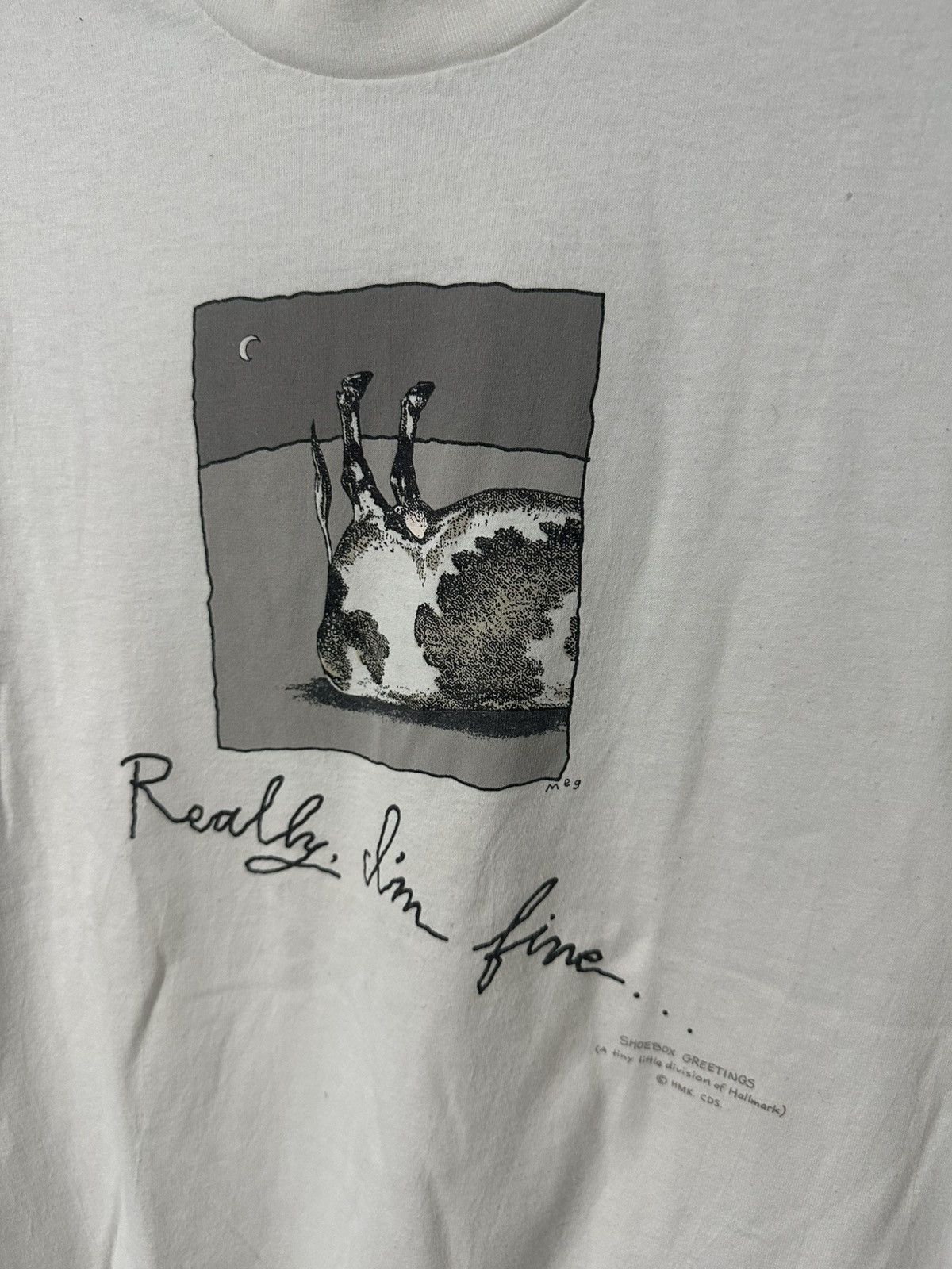 Vintage 90s SHOEBOX GREETINGS "Really I'm Fine" TSHIRT Size US L / EU 52-54 / 3 - 2 Thumbnail
