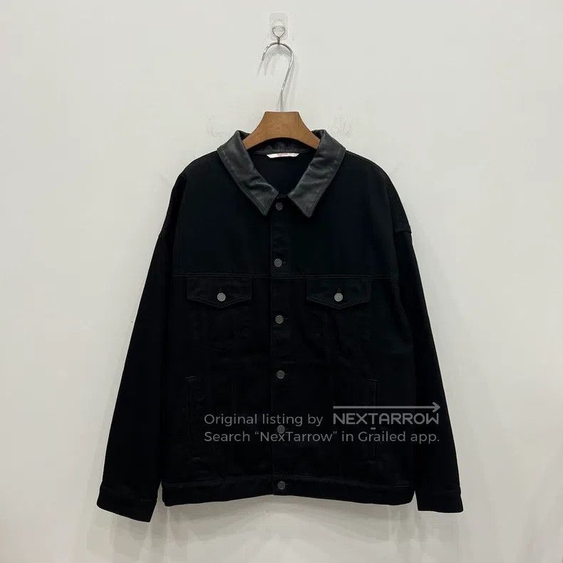 Valentino Valentino Black leather-collared denim jacket jacket Size US M / EU 48-50 / 2 - 2 Thumbnail