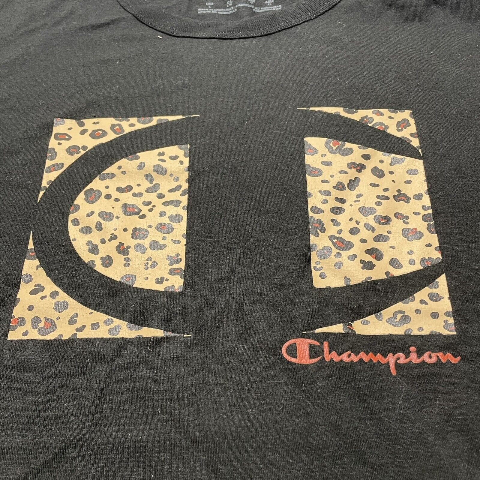 Champion Champion Black Cotton Graphic Tee Animal Print Logo T Shirt Size L / US 10 / IT 46 - 3 Thumbnail