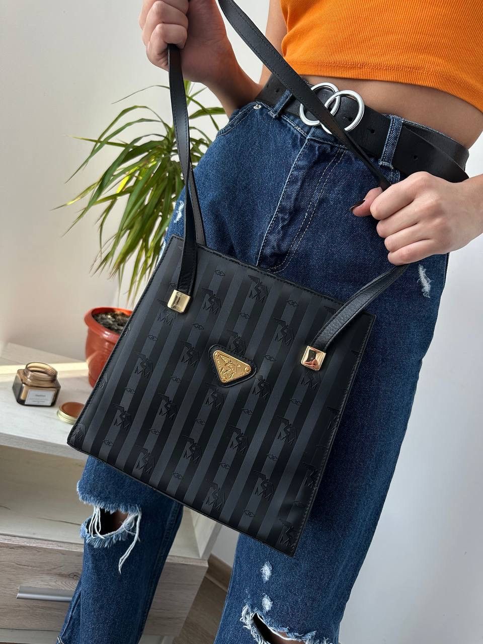 Maison Mollerus × Vintage Vintage Maison Mollerus Black Nylon Monogram Bag Size ONE SIZE - 6 Thumbnail