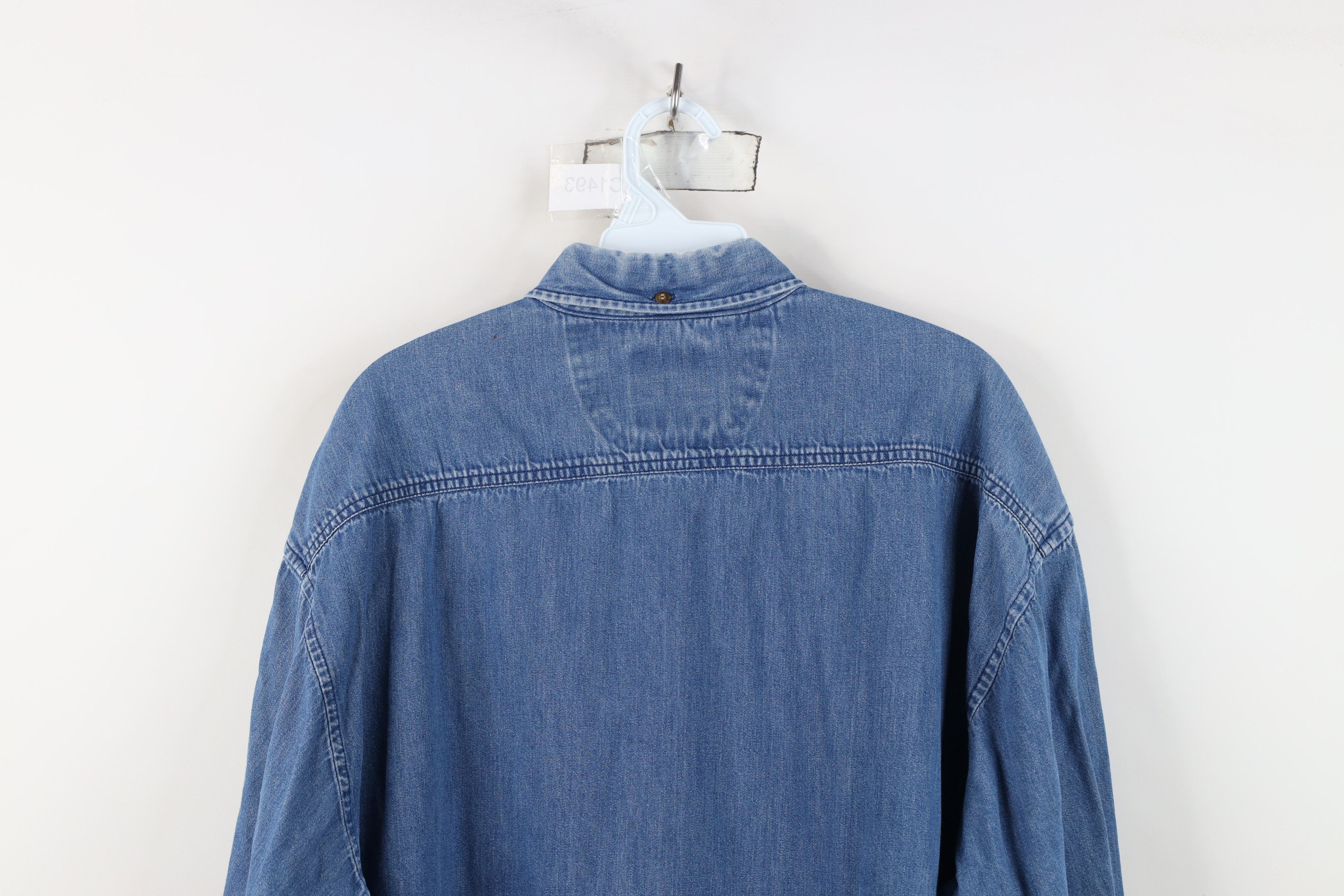 Vintage Vintage 90s Streetwear Block Denim Jean Button Down Shirt Size US XL / EU 56 / 4 - 13 Thumbnail