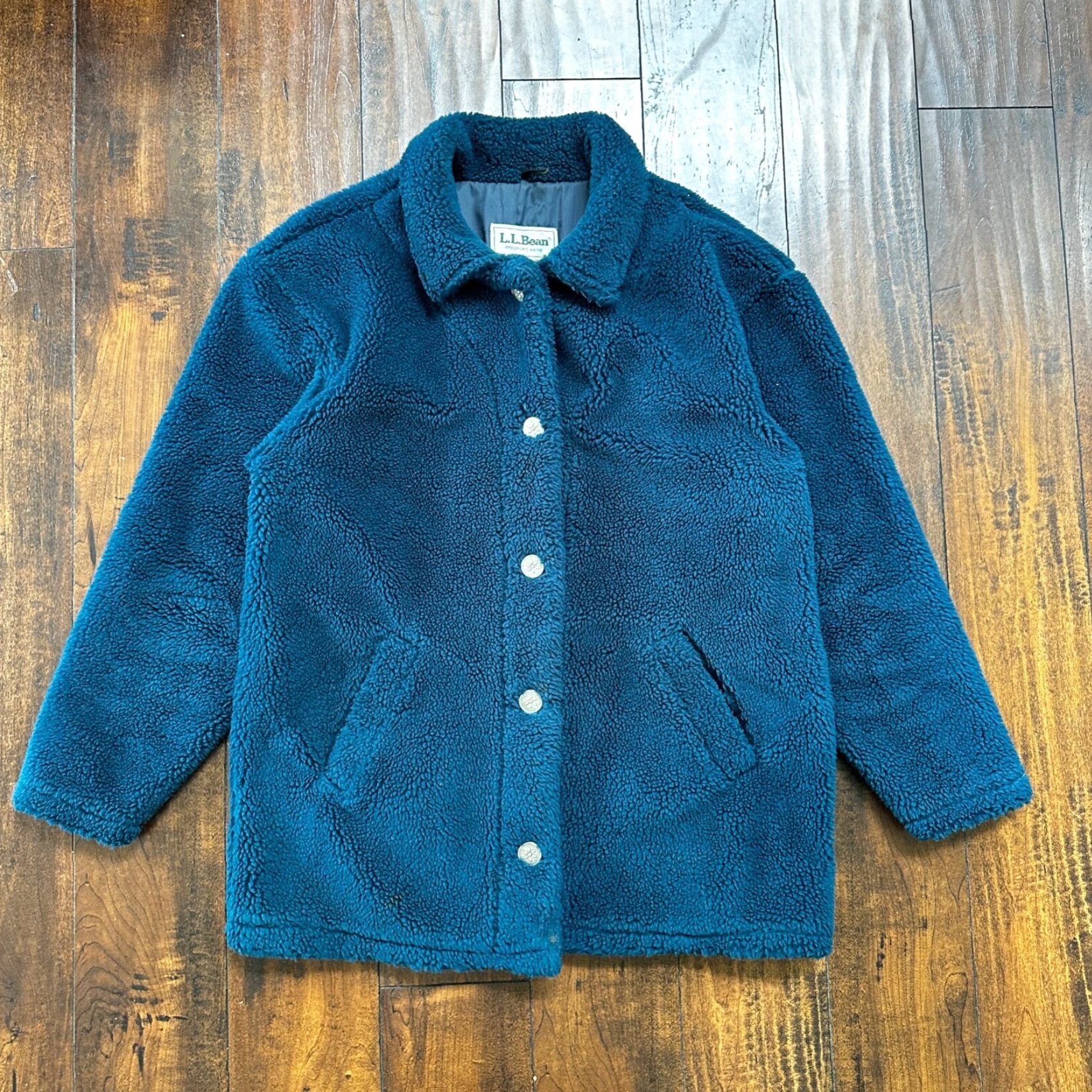 Vintage VINTAGE L.L. Bean Jacket Womens Button Up Fleece Blue M USA Made In USA Pockets Collared Size M / US 6-8 / IT 42-44 - 2 Thumbnail
