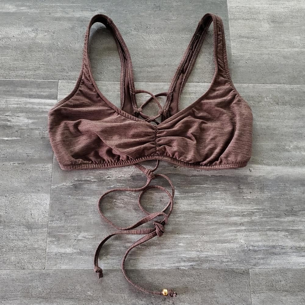 Designer Dark Chocolate Heathered Mossimo Bikini Top Size ONE SIZE - 1 Thumbnail