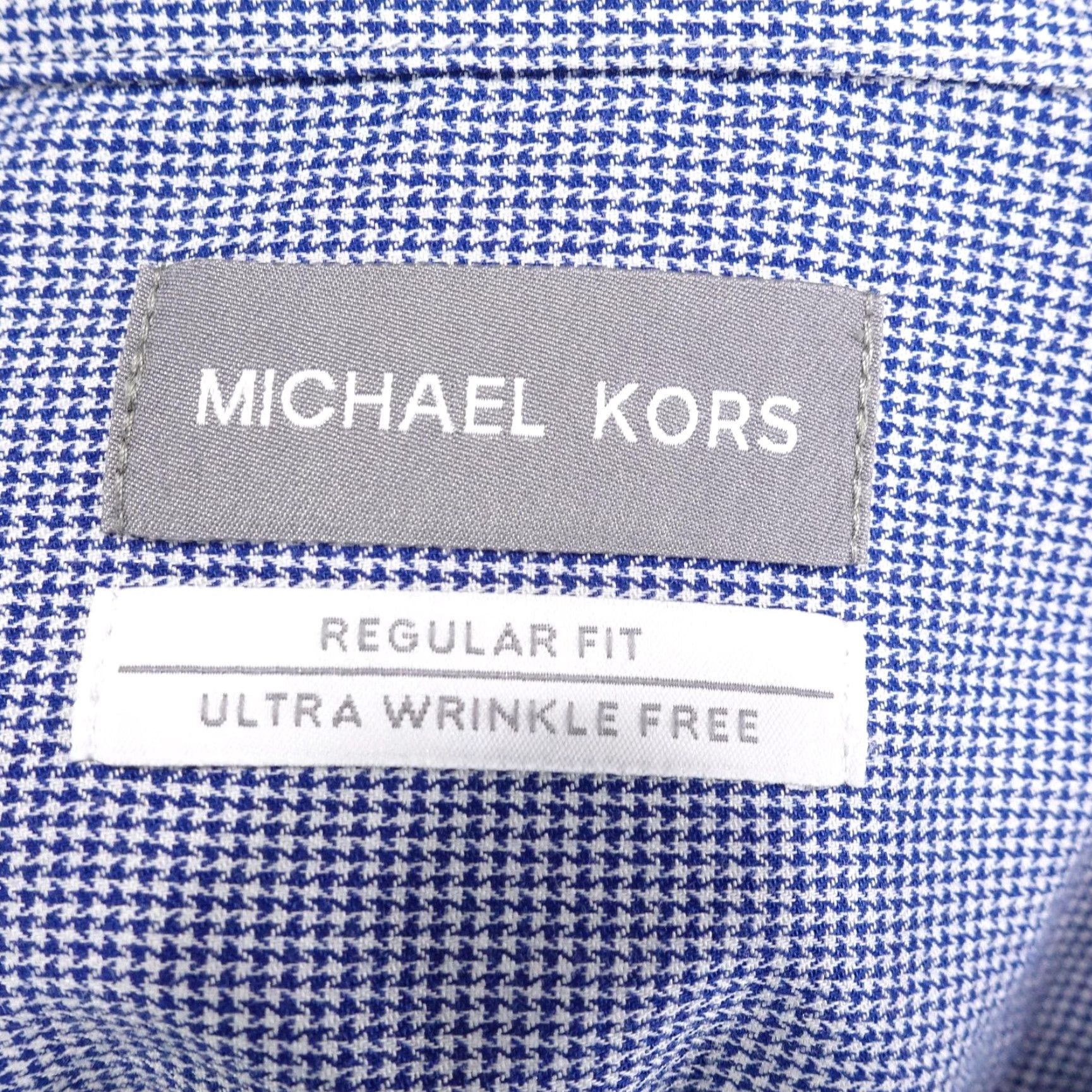 Michael Kors Michael Kors Shirt Mens XL Blue Micro Check Dress Shirt Regular Fit Wrinkle Free Size 46R - 6 Thumbnail