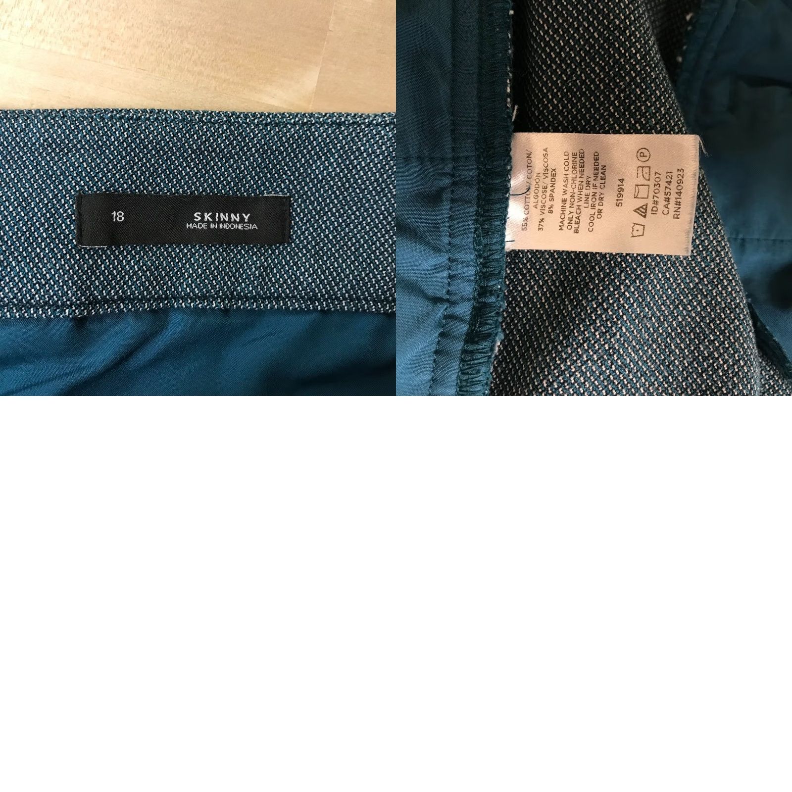 Loft LOFT PLUS WOMEN'S 18 BLUE SKINNY COTTON BLEND PANTS Size 40" / US 18 - 8 Thumbnail