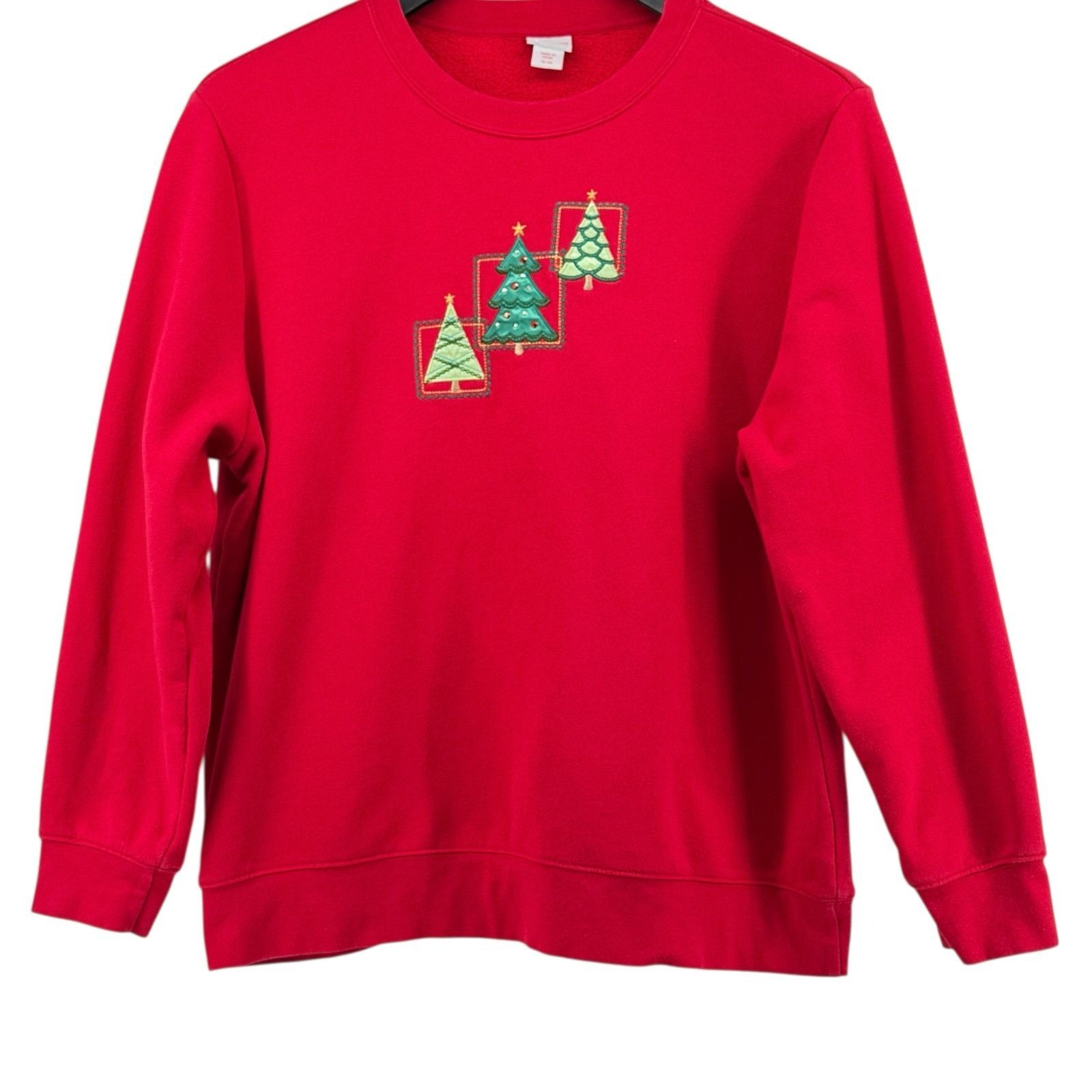 Other Holiday Editions Sweatshirt Women XL Red Christmas Trees Emb Size XL / US 12-14 / IT 48-50 - 1 Thumbnail