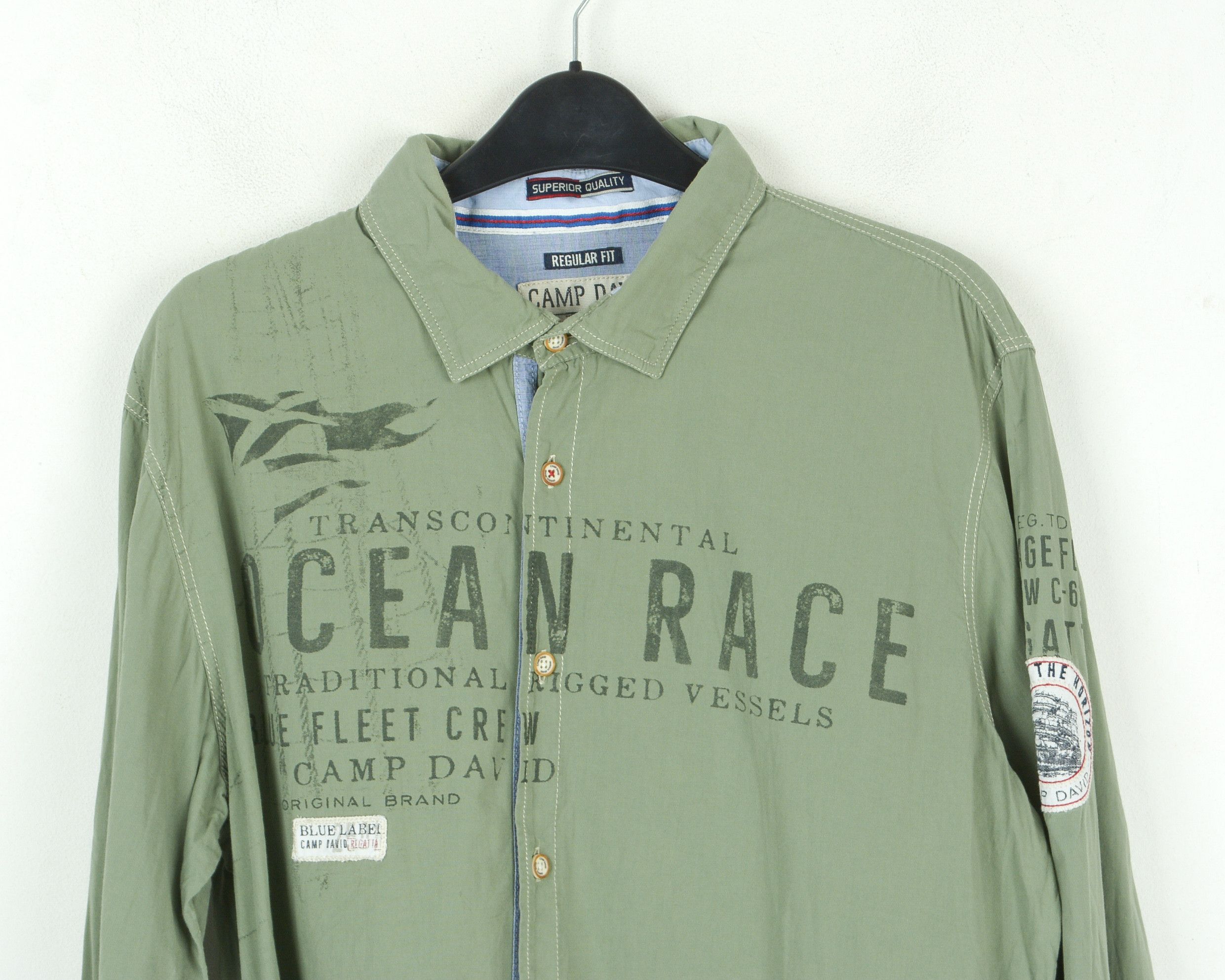 Camp David Shirt M Long Sleeve Regular Button up Mint Green Cotton Size US M / EU 48-50 / 2 - 2 Thumbnail