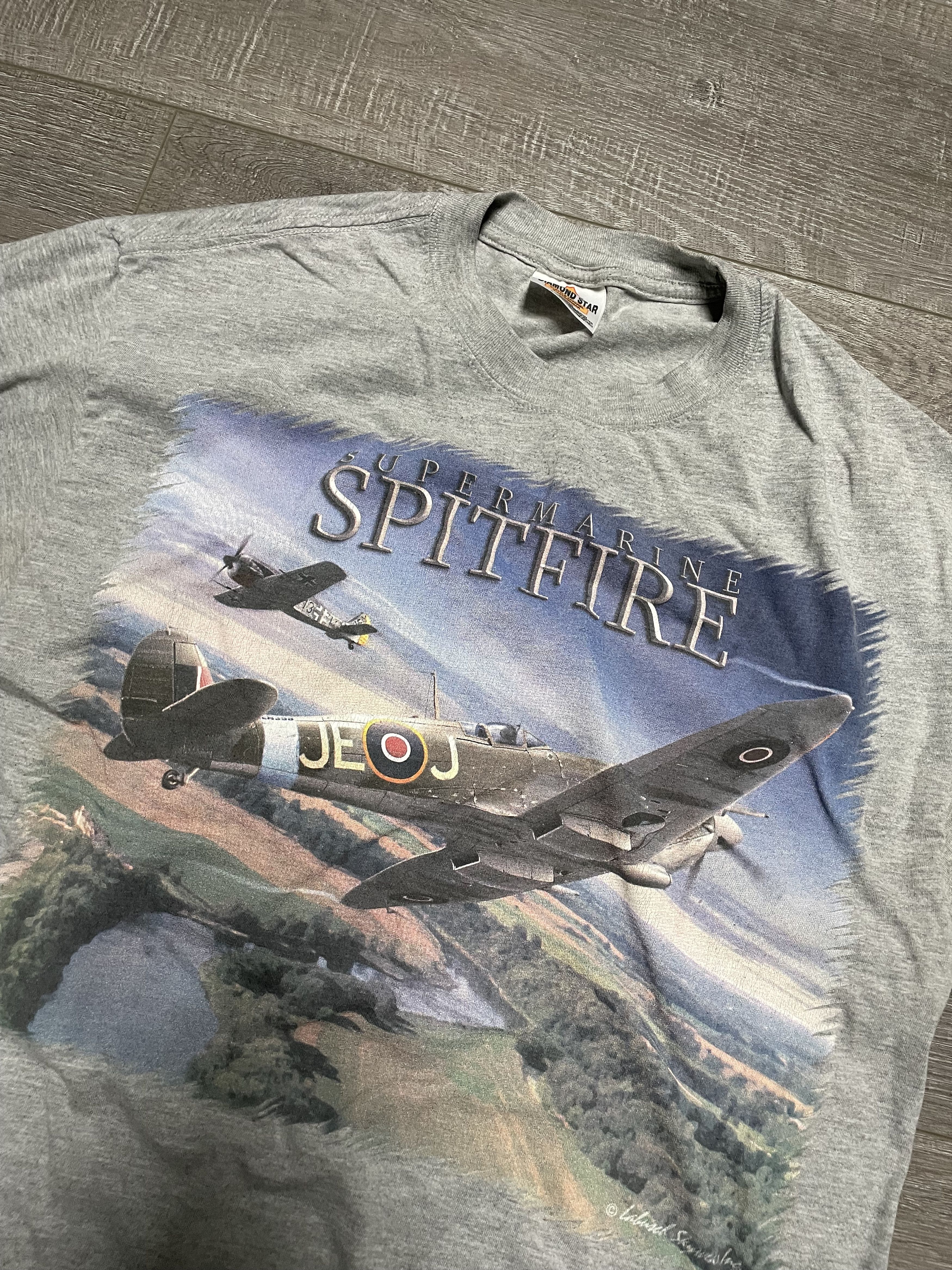AAA Vintage Supermarine M T Shirt Grey Alstyle Graphic Tee Size US M / EU 48-50 / 2 - 2 Thumbnail