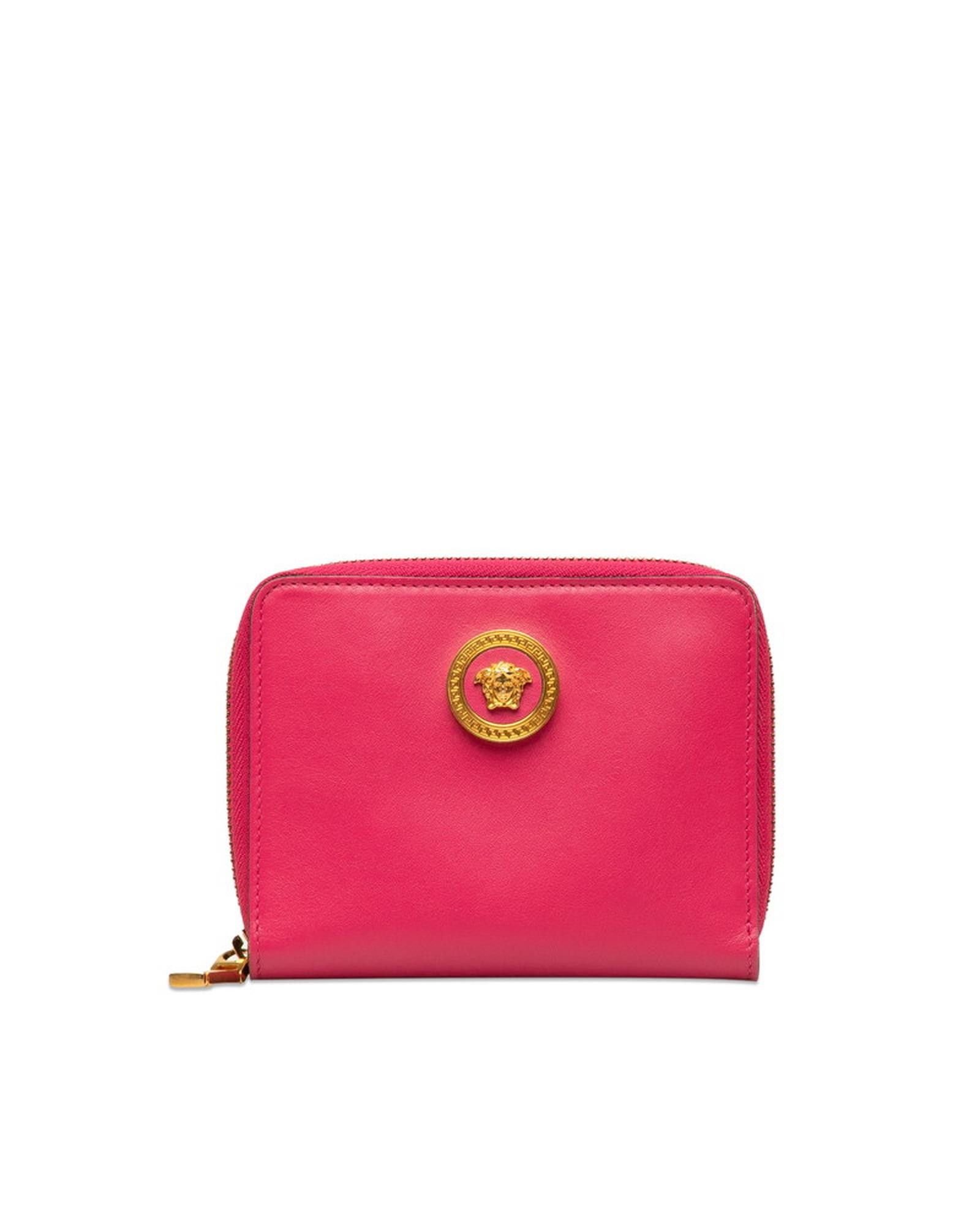 image of Versace Medusa Leather Zippy Wallet - Pink, Women's