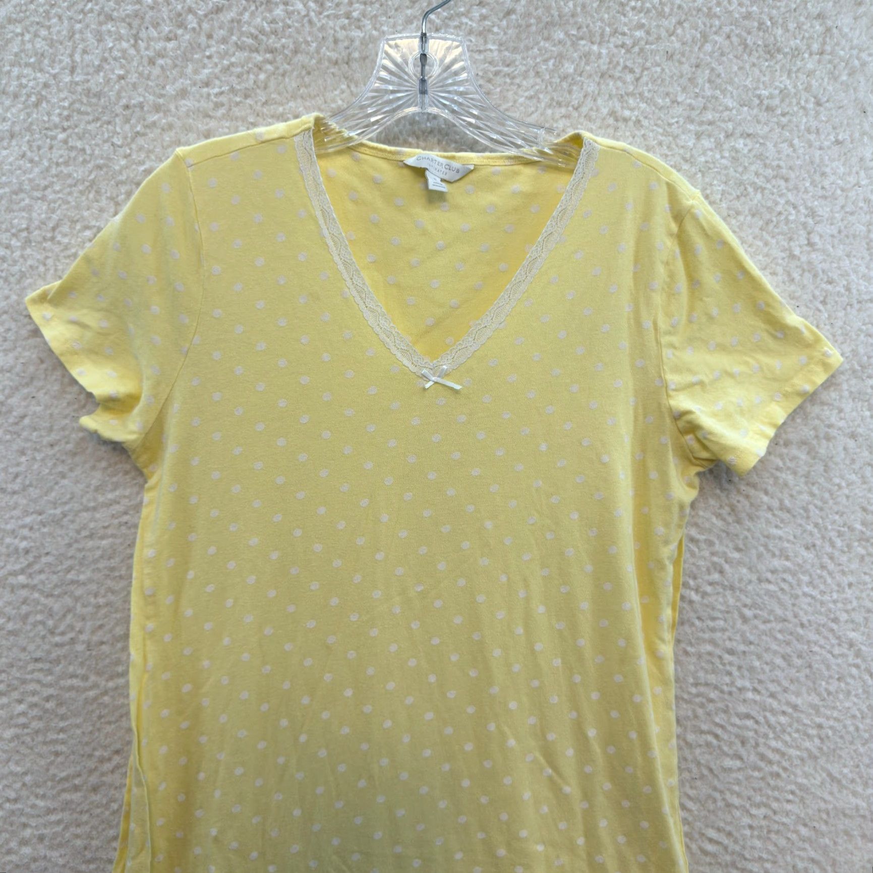 Charter Club VINTAGE Charte Club Nightgown Sleep Dress Polka Dot Yellow Nightie Grandma Prairie M Size Women Short Sleeve Dress Size M / US 6-8 / IT 42-44 - 3 Thumbnail