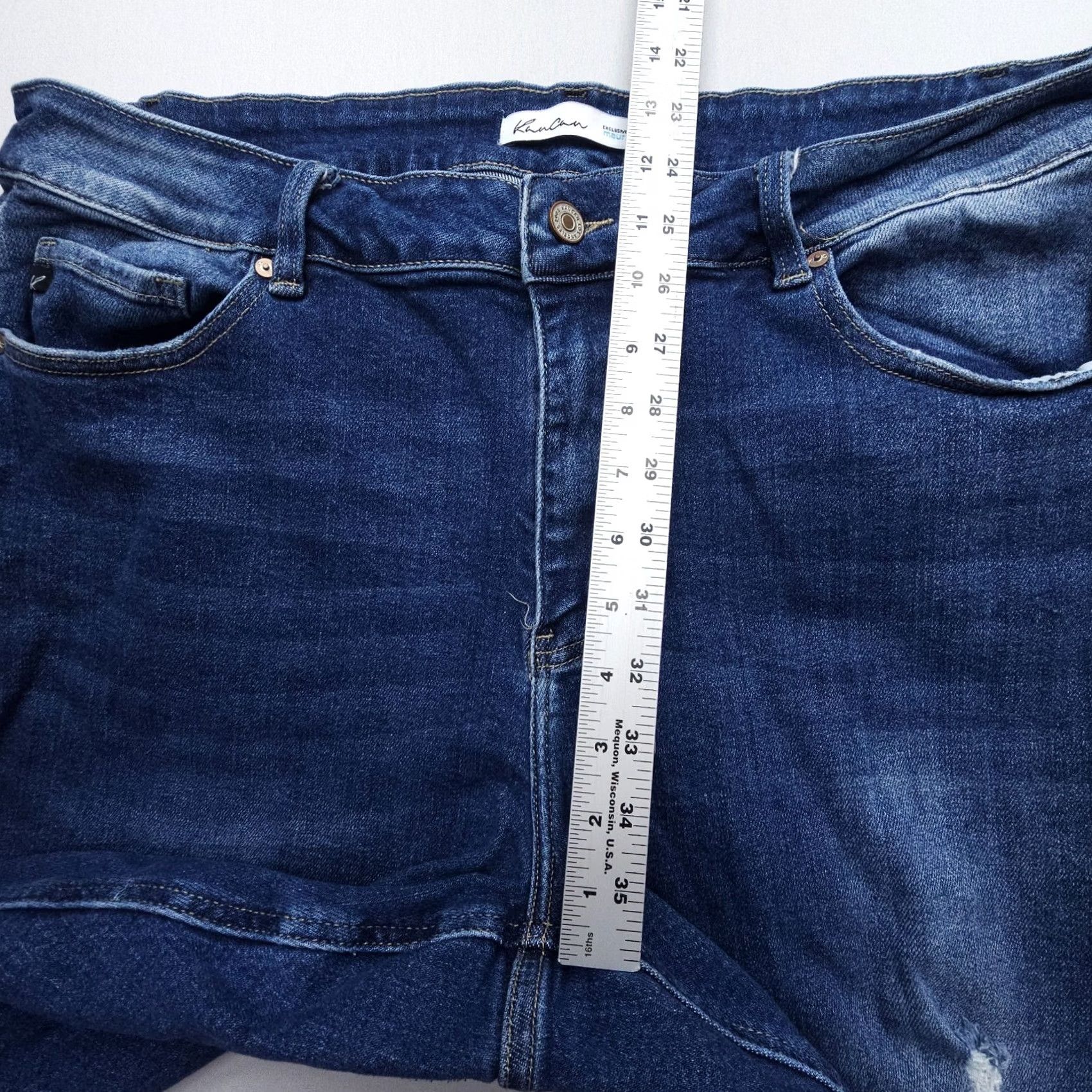 Vintage KanCan Estilo Womens Plus Jeans 22 Dark Wash Distressed Ankle Slim 5-Pocket Denim Blue Vintage No Size ONE SIZE - 5 Thumbnail