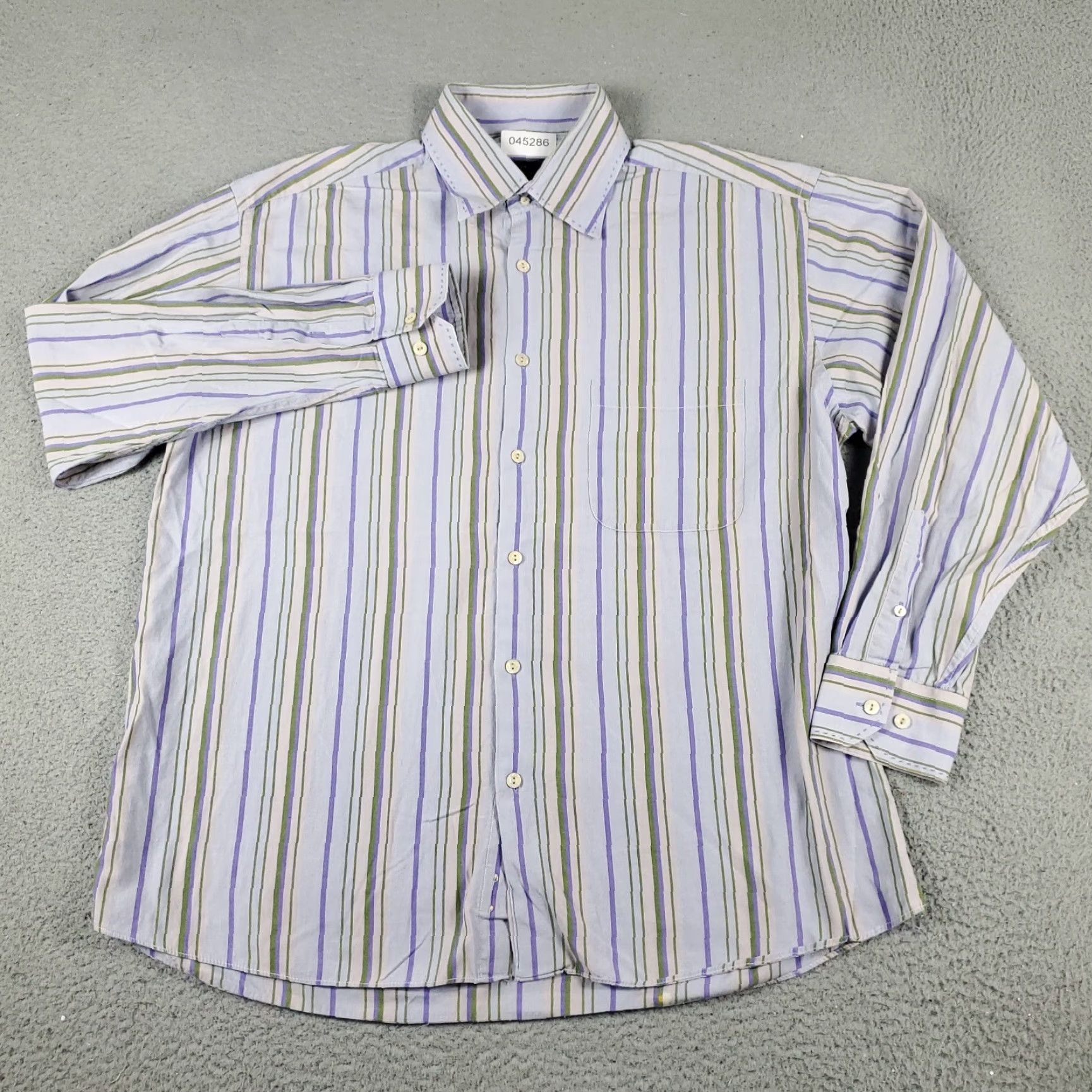 BUGATCHI Bugatchi Mens Shirt Large Purple Striped Button-Up Long Sleeve Casual Business Formal Wedding Workwear Size US L / EU 52-54 / 3 - 2 Thumbnail