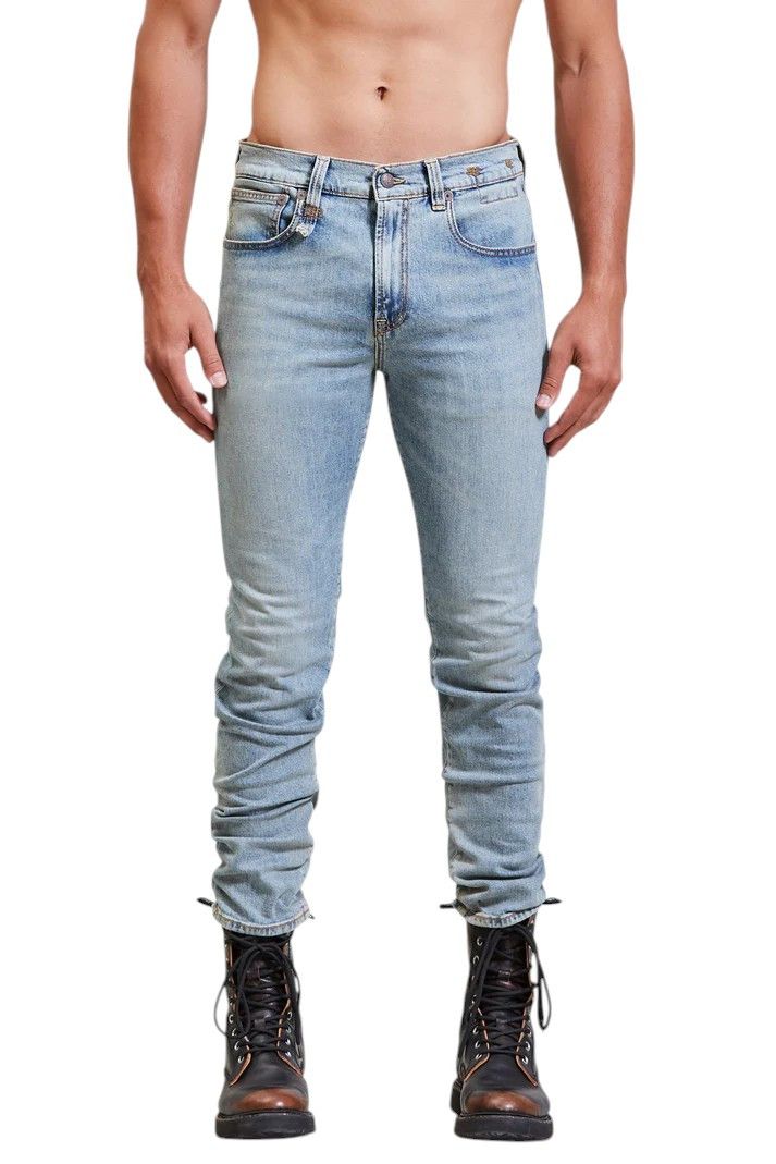 R13 SKATE 33 Jasper Stretch Skinny Washed Faded Logo 85447 Size US 33 - 1 Thumbnail
