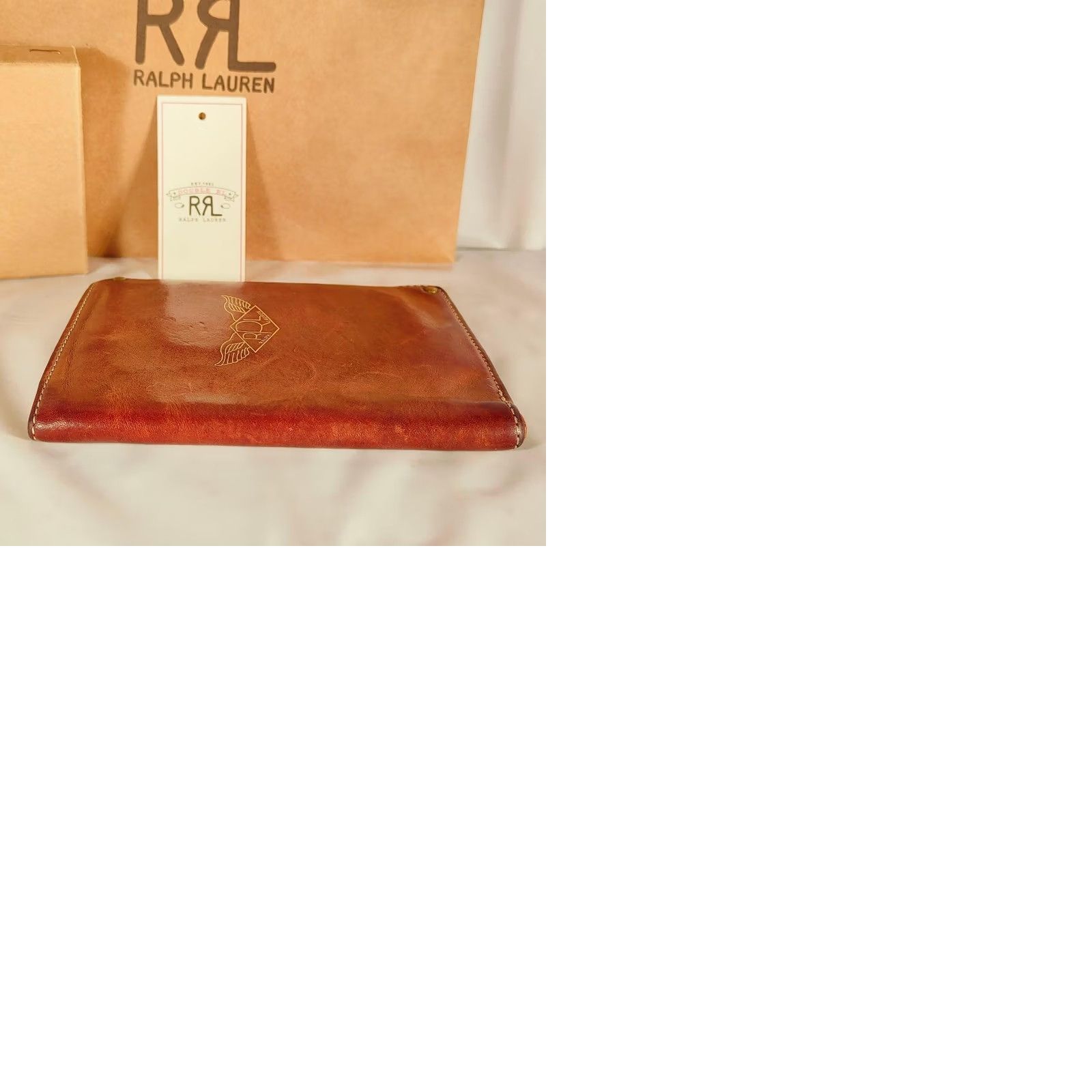 Ralph Lauren RRL Ralph Lauren Wallet Bag Card Holder A-2 Type Logo Eagle Brown Leather Pre-owned Unisex Folding Bifold Card Wallet Mens Womens Boys Girls Size ONE SIZE - 9 Thumbnail