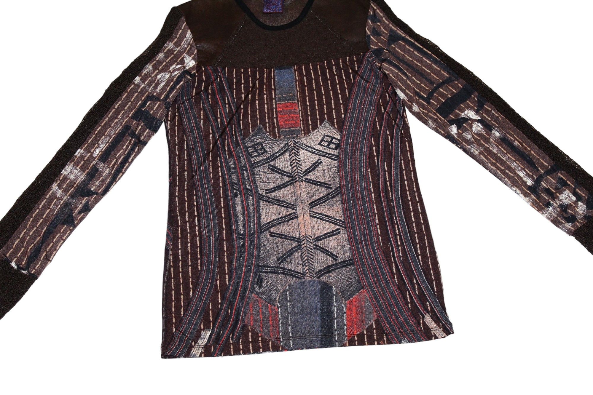 Jean Paul Gaultier 💥 Legatte Jeans Marco Fantini Leather Trim Mesh Top Size S / US 4 / IT 40 - 6 Thumbnail