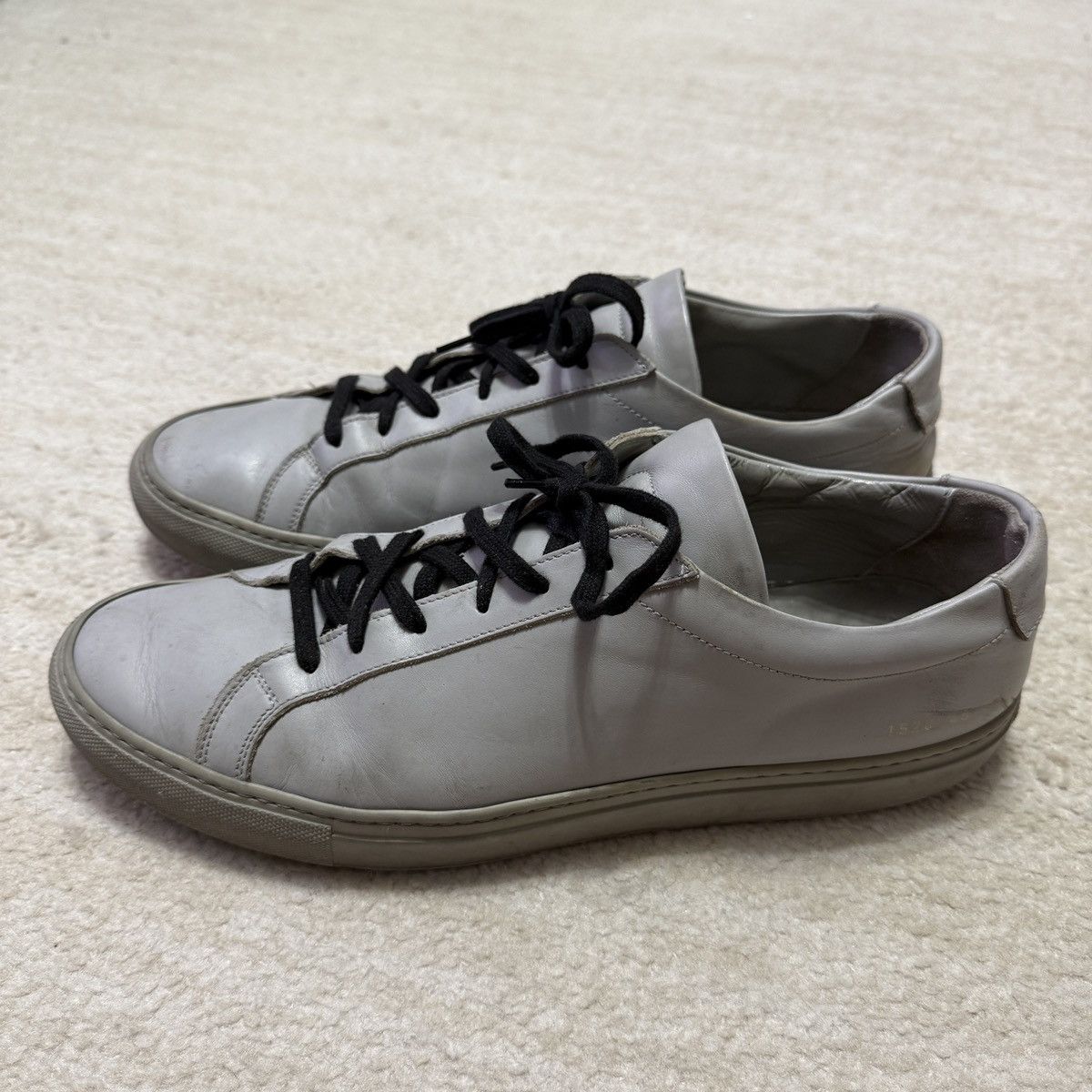 Common Projects Common Projects 1528 Achilles Low Top Grey Leather Sneakers Size US 12 / EU 45 - 4 Thumbnail