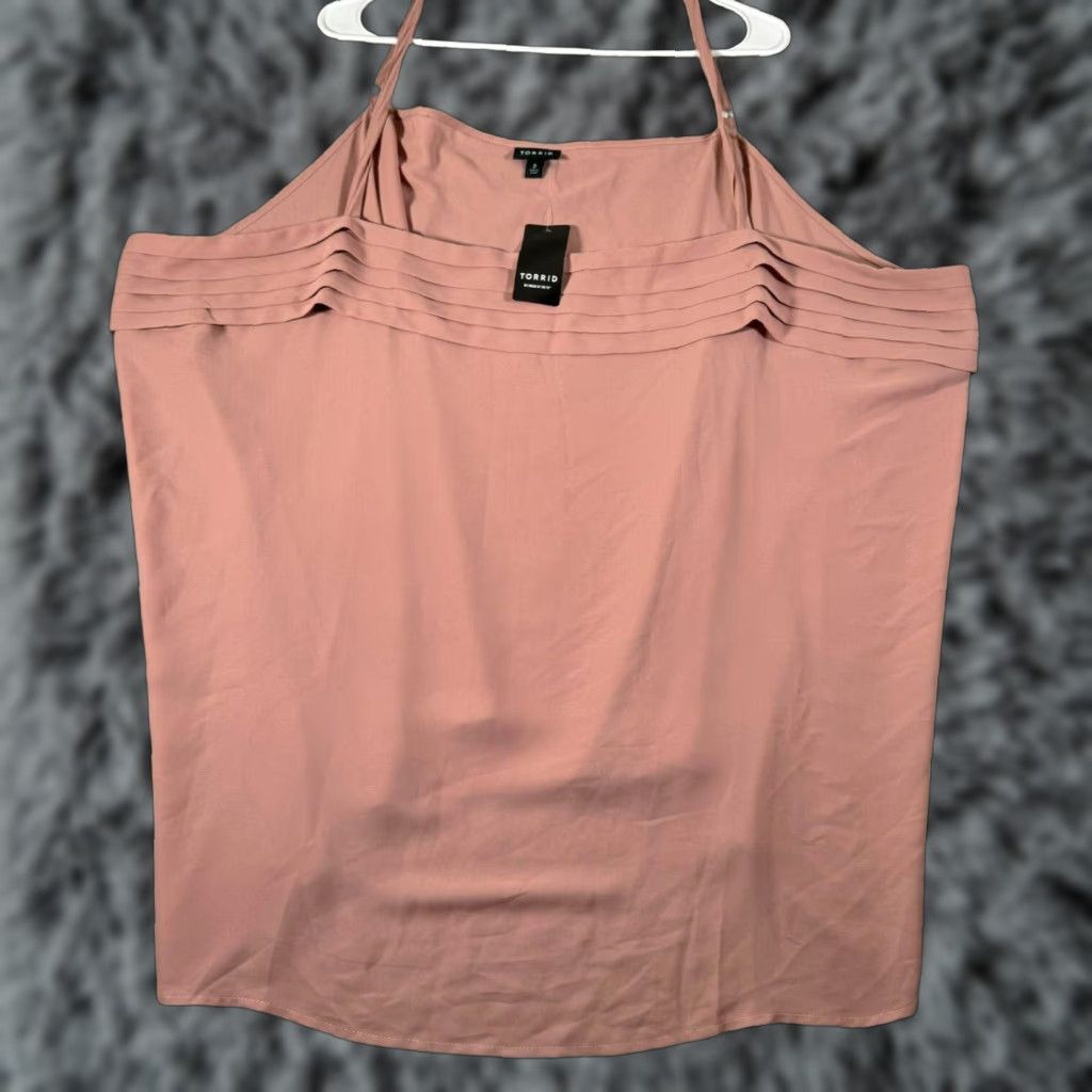 Torrid Torrid Cami Plus Size 5XL Tank Women's Pink Square Neck Spaghetti Strappy Pleated Fairycore Minimalist Flowy Chic Sleeveless 5XL Size XXL / US 16-18 / IT 52-54 - 1 Thumbnail