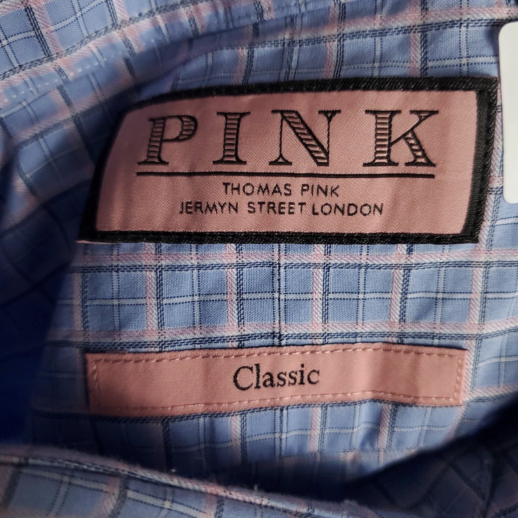 Pinko Thomas Pink Shirt Mens 18 Blue Pink Plaid French Cuff Button Up Long Sleeve Shirt Size US XXL / EU 58 / 5 - 7 Thumbnail