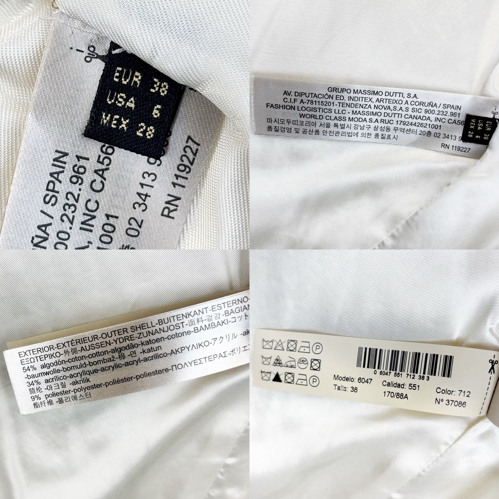 Massimo Dutti VINTAGE Massimo Dutti Coat UK10 Cream Double Breasted Fray Hem/Cuffs Mid-Length Woman Breasted Coat Winter Autumn Spring 6047 Mens/Womens Size L / US 10 / IT 46 - 8 Thumbnail