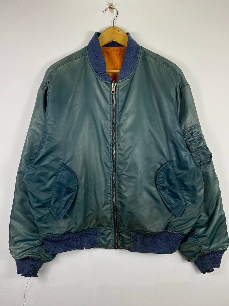 Japanese Brand vintage japanese brand thrashed bomber jacket distressed Size US XXL / EU 58 / 5 - 1 Thumbnail