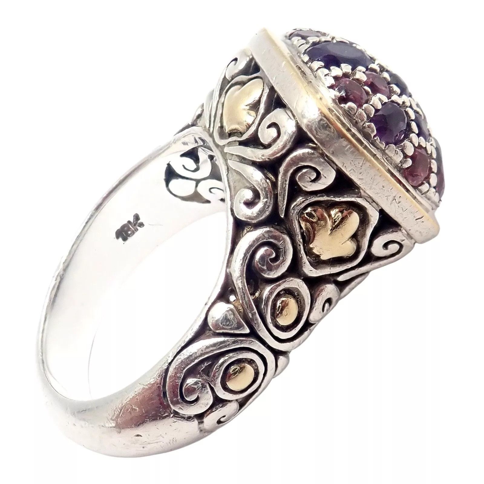 John Hardy Silver 18k Yellow Gold Lava Fire Amethyst Tourmaline Ring Size ONE SIZE - 9 Thumbnail