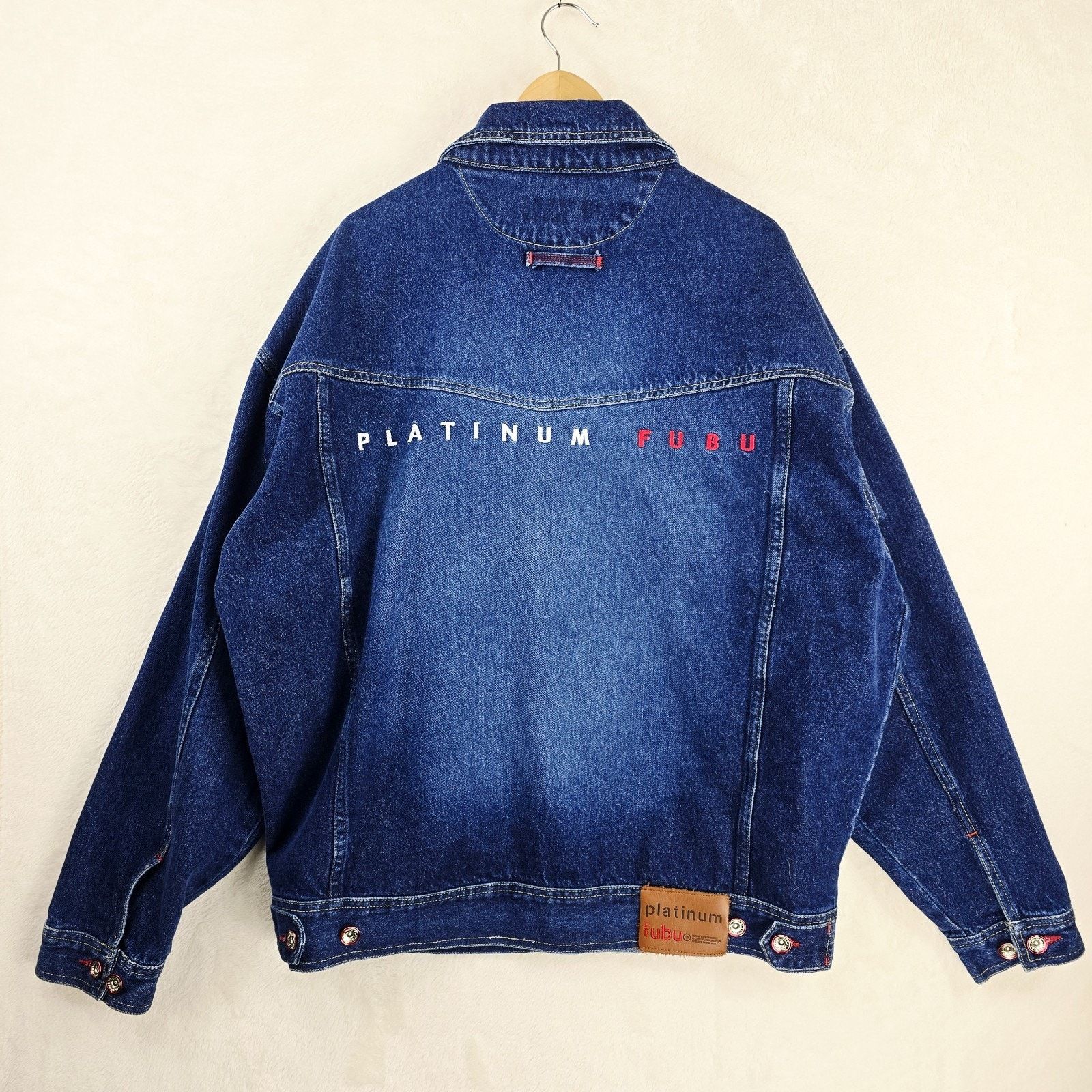 Vintage Platinum FUBU Denim Jacket Mens XL Blue Hip Hop Y2K