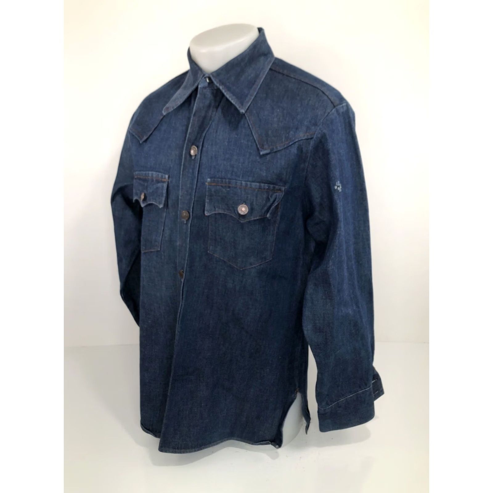 Levi's VINTAGE Levi's Western Denim Shirt Mens L Blue Collared Long Sleeve Button-Up Leather Butterfly? Size US L / EU 52-54 / 3 - 2 Thumbnail