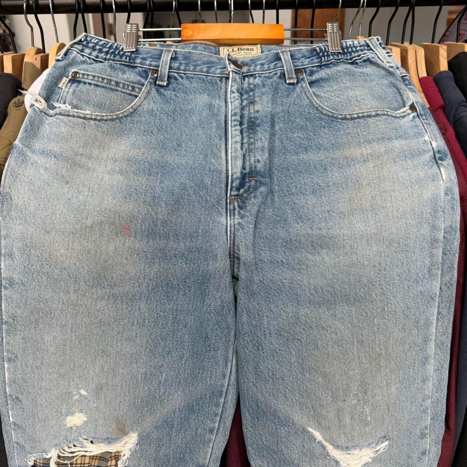 Other Vintage Y2K L.L.Bean Flannel Lined Distressed Jeans Size US 33 - 2 Thumbnail