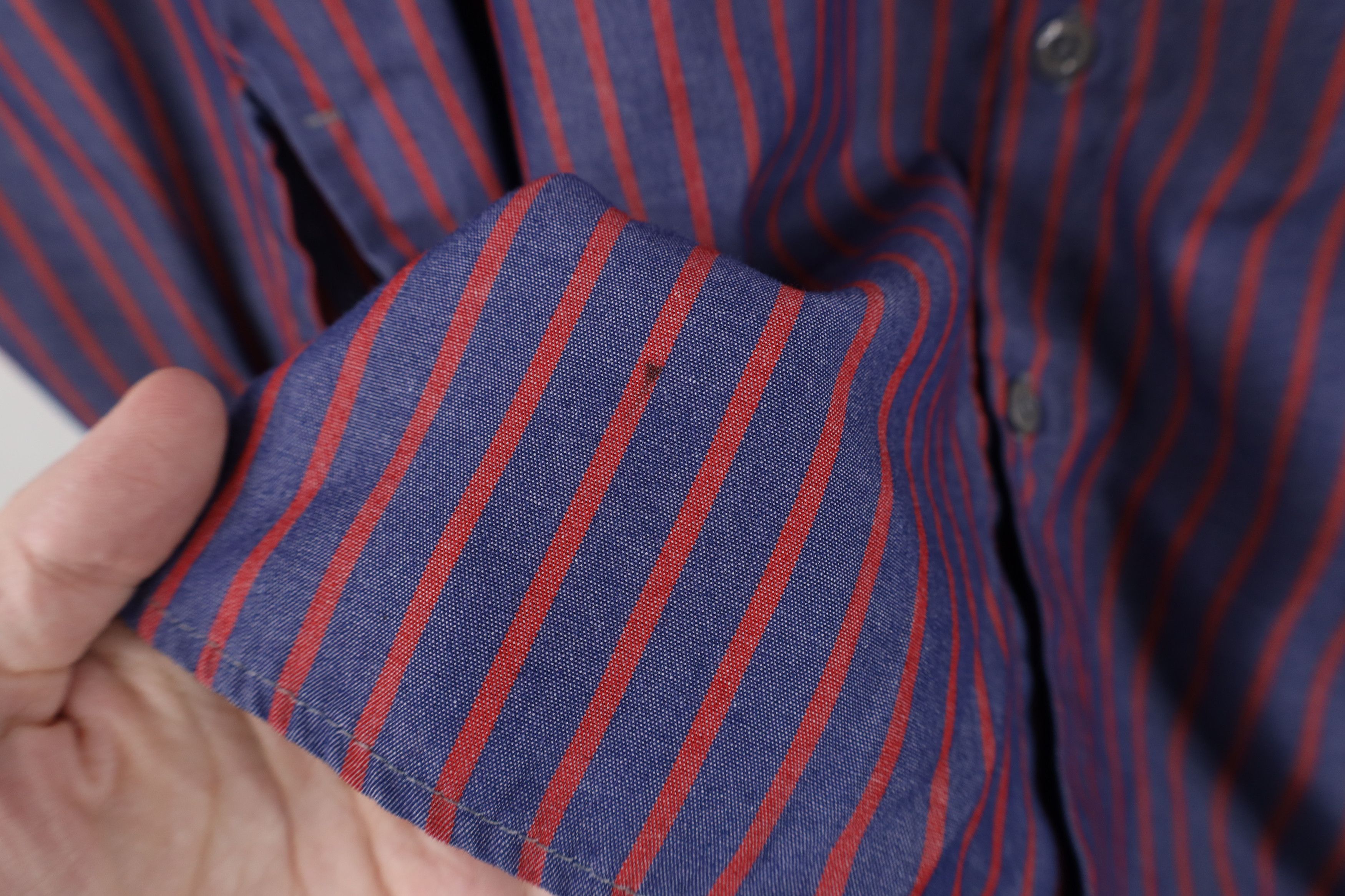 Vintage Vintage 90s Streetwear Striped Workwear Mechanic Shirt Size US L / EU 52-54 / 3 - 4 Thumbnail