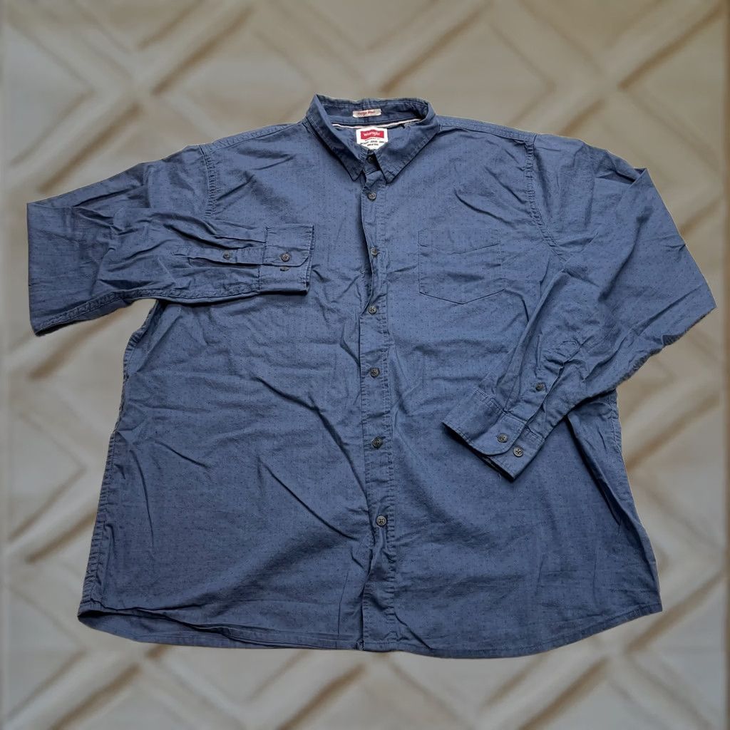 Wrangler VINTAGE Wrangler Button Down Shirt Mens 2XL Blue Long Sleeve Collared Dress Shirt Size 48R - 1 Thumbnail