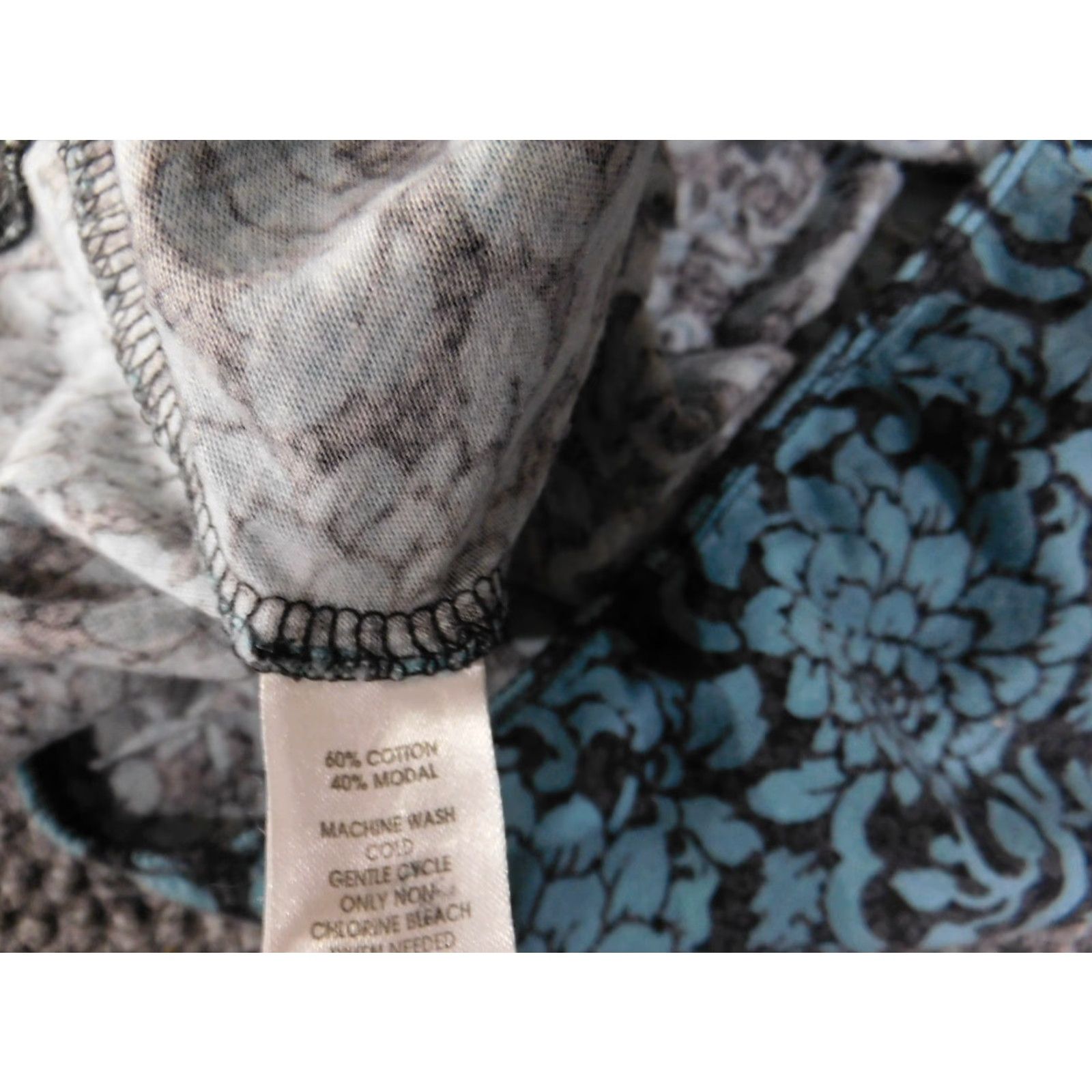 Loft LOFT Blouse Womens Large Blue Black Floral Short Sleeve Lightweight Top Size L / US 10 / IT 46 - 7 Thumbnail
