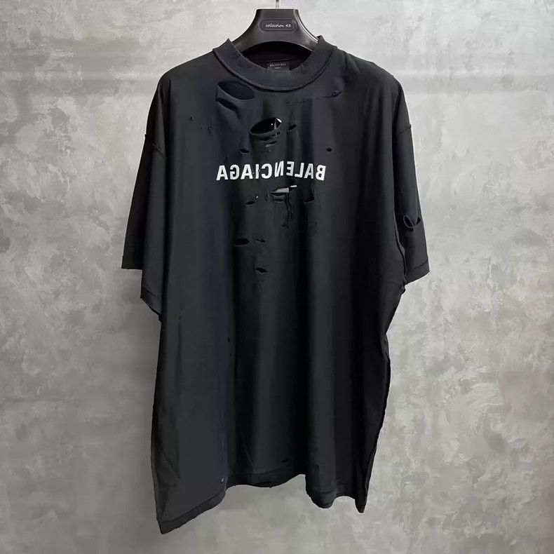 Balenciaga Balenciaga 24 Newest Black Letter Print Crew Neck Short Sle Size US XL / EU 56 / 4 - 1 Thumbnail