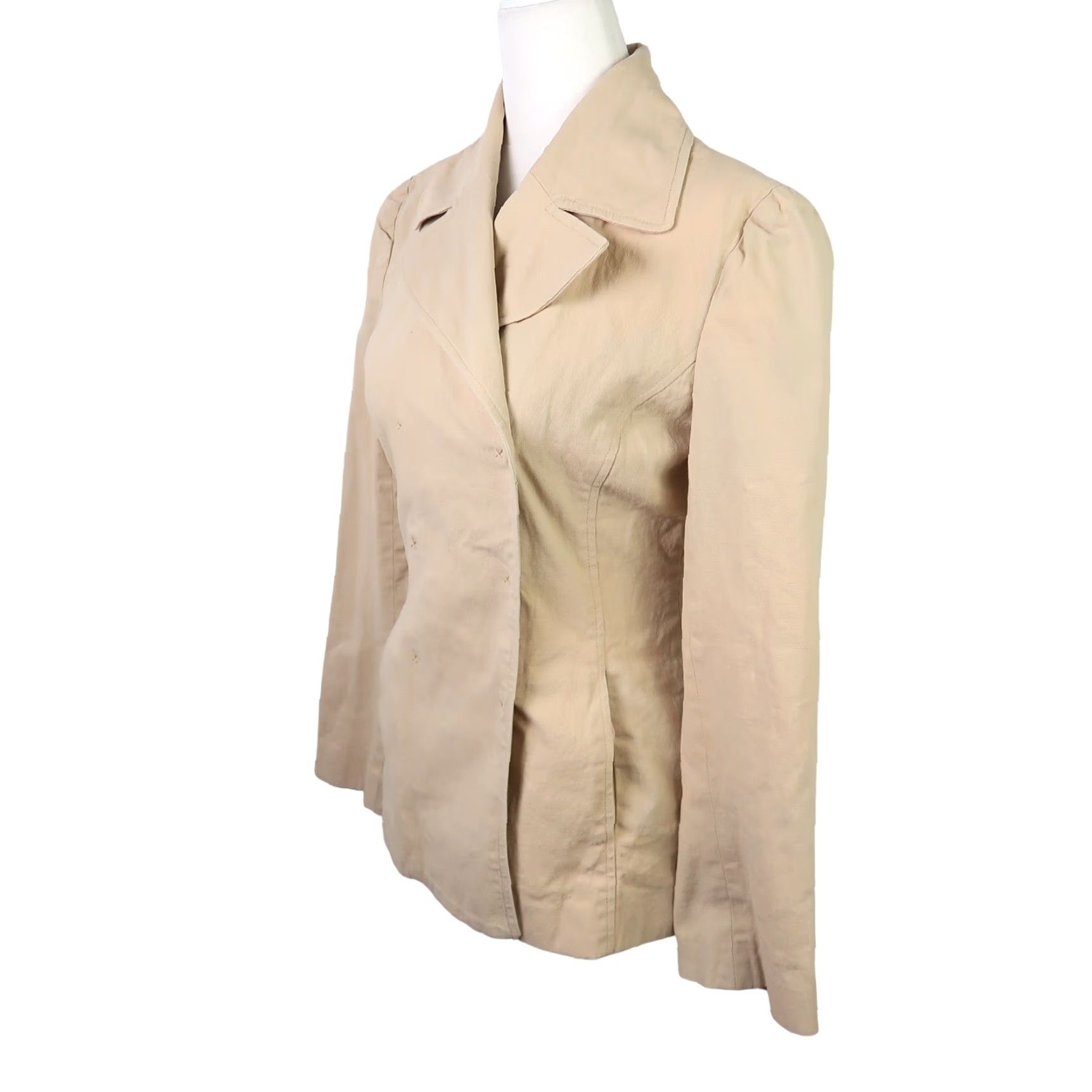 Guess VINTAGE Guess Khaki Tan Double Breasted Jacket S Mens/Adults, Cotton, 90s, Casual, Regular Fit, 25" Length Size S / US 4 / IT 40 - 3 Thumbnail