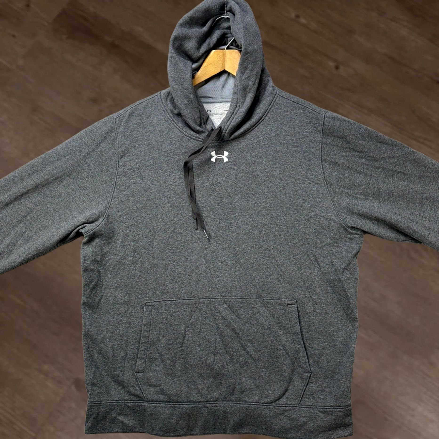 Under Armour Under Armour Pullover Sweatshirt Mens Large Gray Hoodie Drawstring Regular Fit Pockets Logo Size US L / EU 52-54 / 3 - 1 Thumbnail