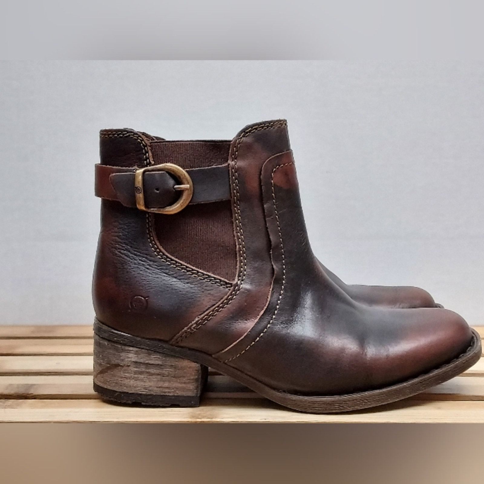Born Born Womens Brown Mohan Leather Slip On Ankle Boots Size 6.5 Size US 6.5 / IT 36.5 - 6 Thumbnail