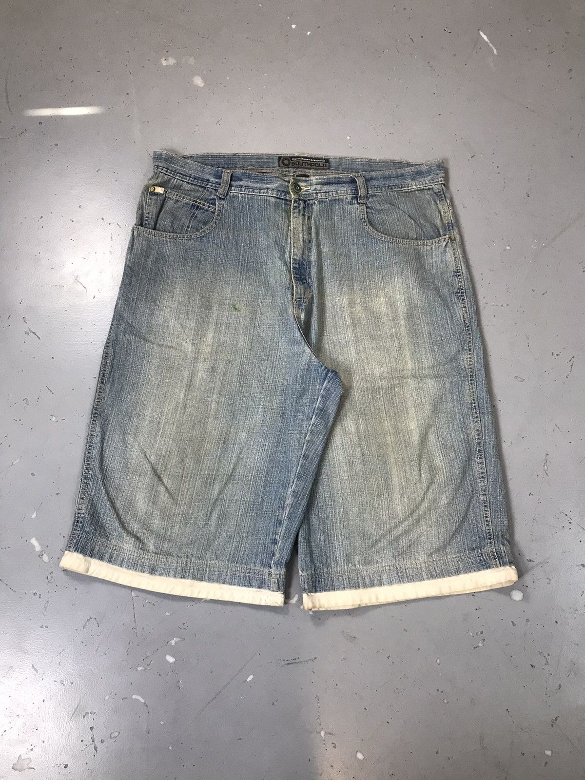 Vintage SouthPole yellow tab big pockets skater denim jort