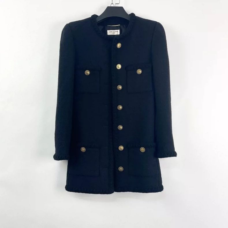 Saint Laurent Paris Saint Laurent ParisBlack tweed bouquet jacket 2504-Nextarr Size S / US 4 / IT 40 - 1 Thumbnail