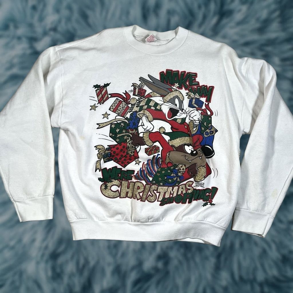 Vintage VINTAGE Freeze Sweatshirt Bugs Bunny 90s Size XL White Mens Pullover Christmas Warmer 1994 Cartoon Size US XL / EU 56 / 4 - 1 Thumbnail