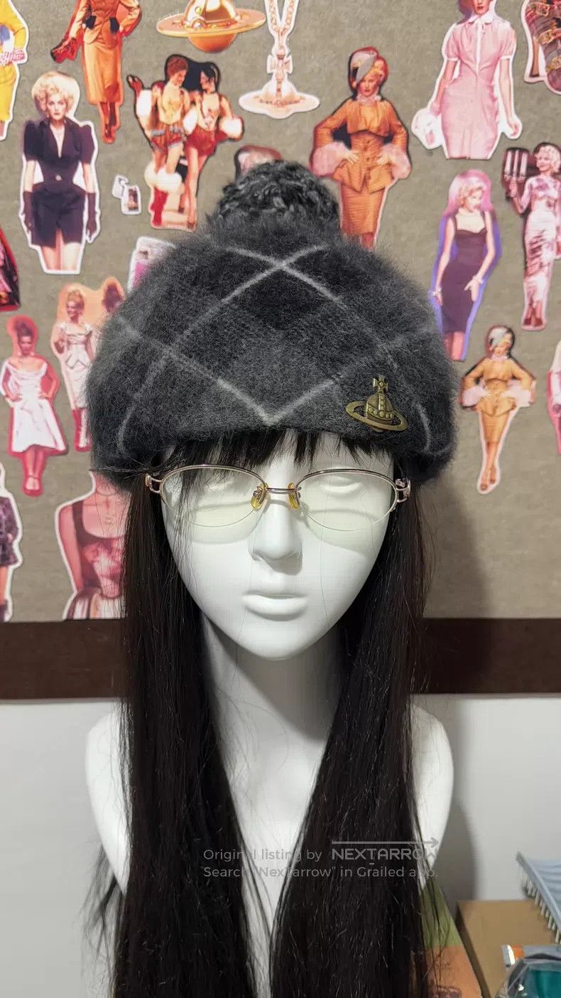Vivienne Westwood Vivienne Westwood Gray Plaid Furry Beret Size ONE SIZE - 2 Thumbnail