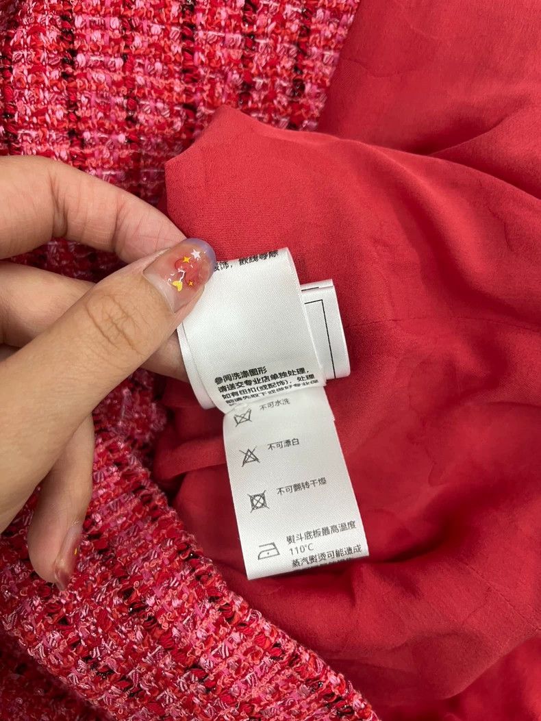 Chanel Chanel Watermelon red diamond buckle tweed knitting coat Size XXS / US 00 / IT 34 - 7 Thumbnail