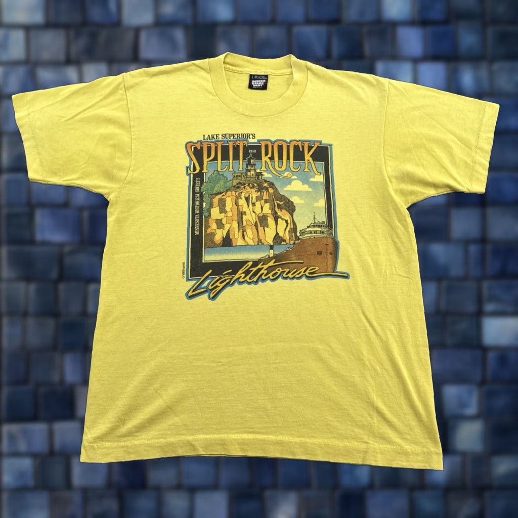 Fruit Of The Loom VINTAGE Fruit of the Loom Shirt Mens L Yellow 90s Single Stitch T-Shirt Size US L / EU 52-54 / 3 - 1 Thumbnail