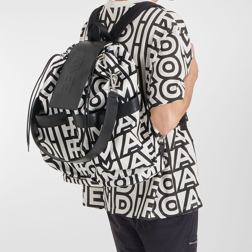 Fendi o1w1db10724 Size: OS / Drawstring Backpack in Black/White Size ONE SIZE - 3 Thumbnail